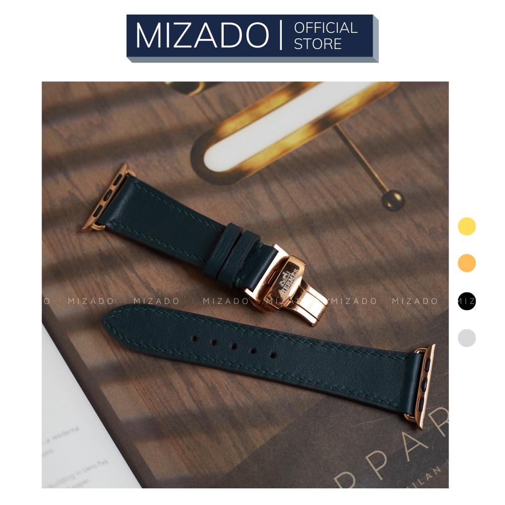 Dây da thủ công Swift Xanh Rêu dành cho Apple Watch, đồng hồ thông minh, đồng hồ cơ MIZADO