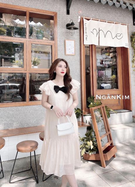 Váy tơ hai lớp cánh tiên kèm nơ xinh