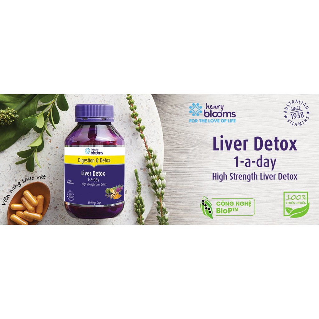 Viên Uống Giải Độc Gan, Hạ Men Gan Liver Detox 1-A-Day Henry Blooms