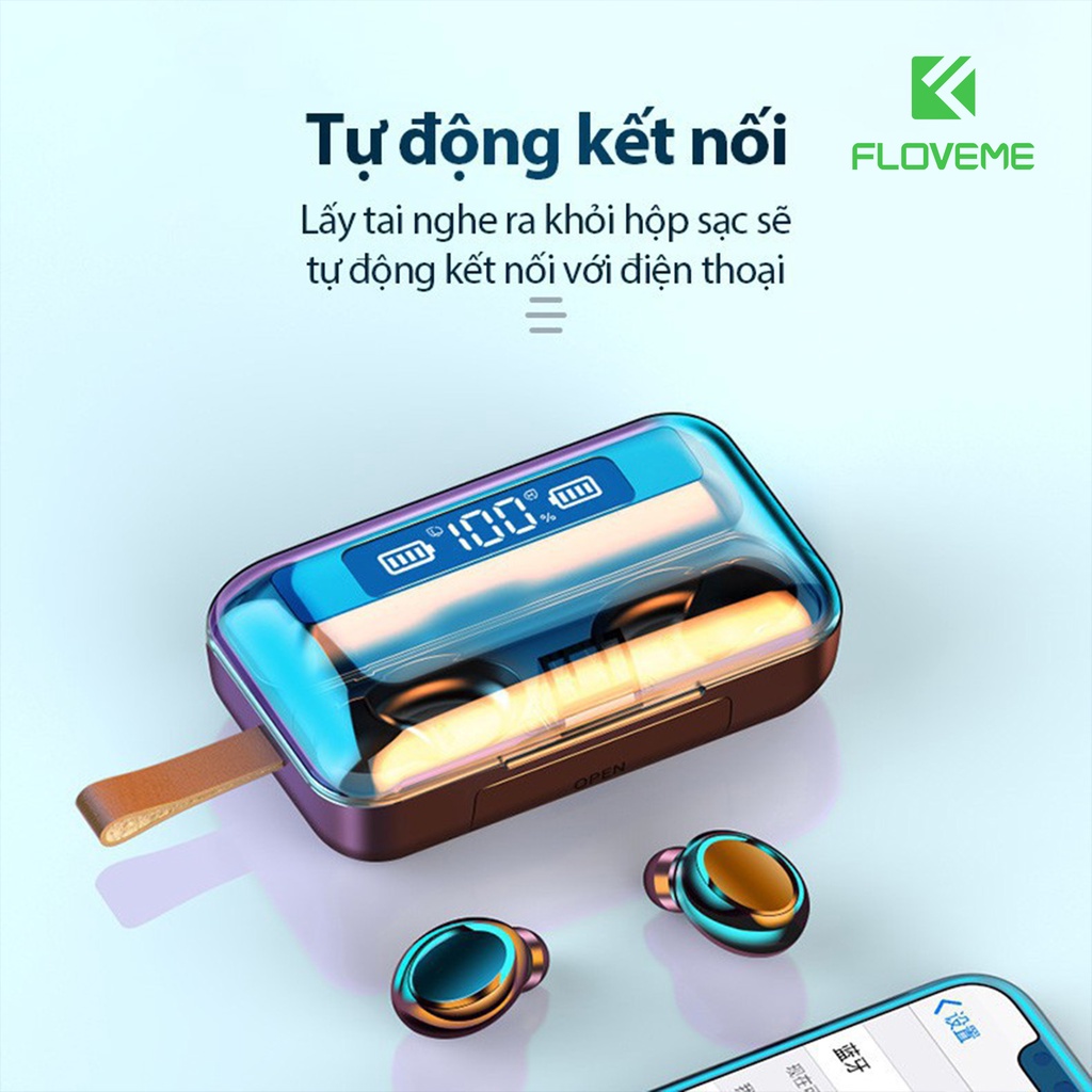 Tai Nghe Bluetooth 5.0 Floveme FL9 Pro Không Dây True Wireless Nhét Tai Cảm Ứng Kiêm Sạc Pin Dự Phòng - F9 PRO