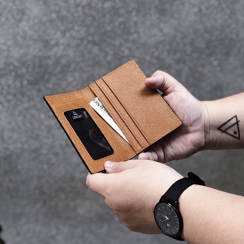 Combo 2 Ví da bò màu Nâu - Chính hãng Lemont.