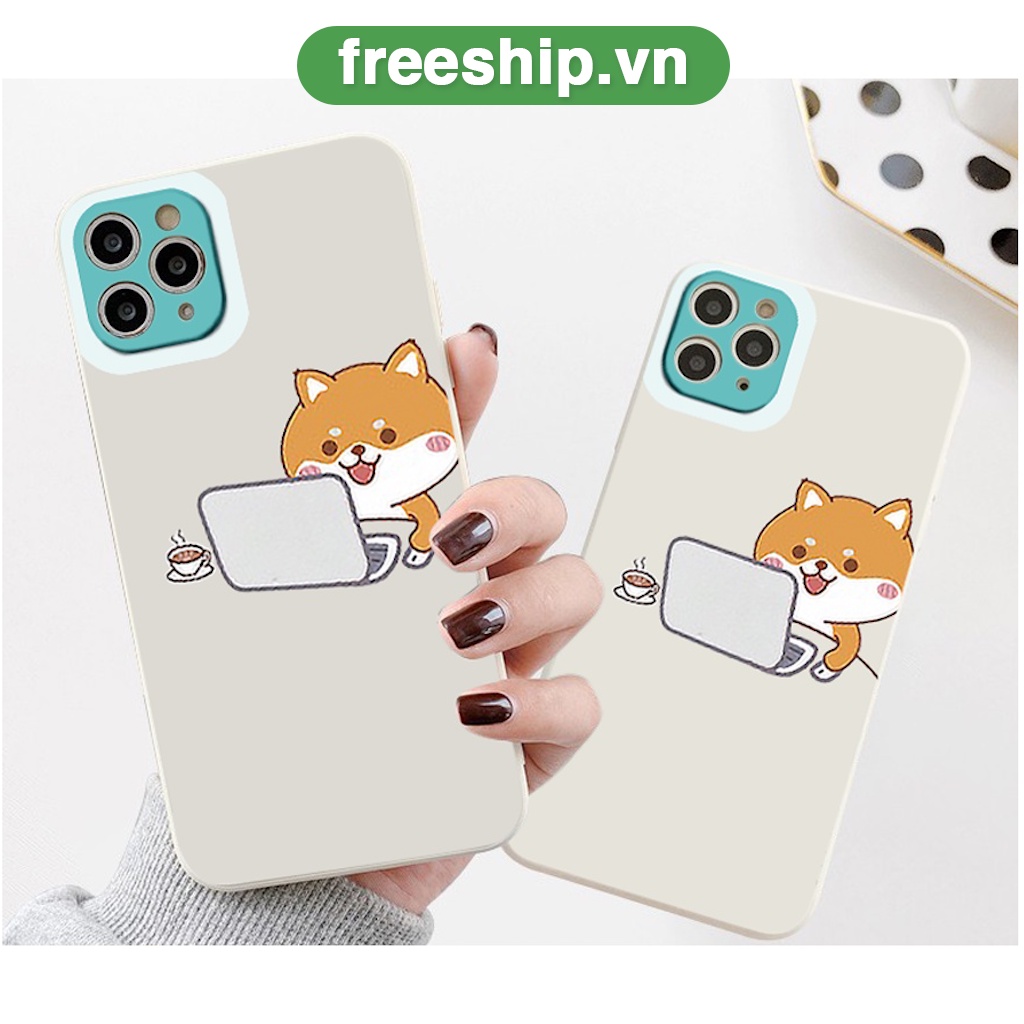 Ốp lưng iphone trong cạnh vuông BVC shiba 6plus/6s/6splus/7/7plus/8/8plus/x/xr/xs/11/12/pro/max/plus/promax