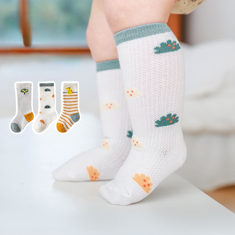 Set 3 đôi tất cotton mỏng KOKOROCARE in hình khủng long dễ thương size S/ M/ L dễ thương cho bé 0-5 tuổi
