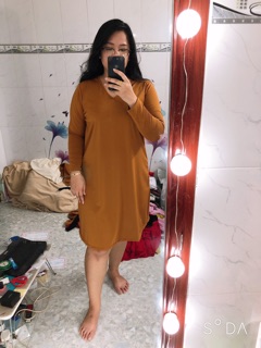 Đầm Suông V Tay Dài Bigsize (Có Ảnh Thật)