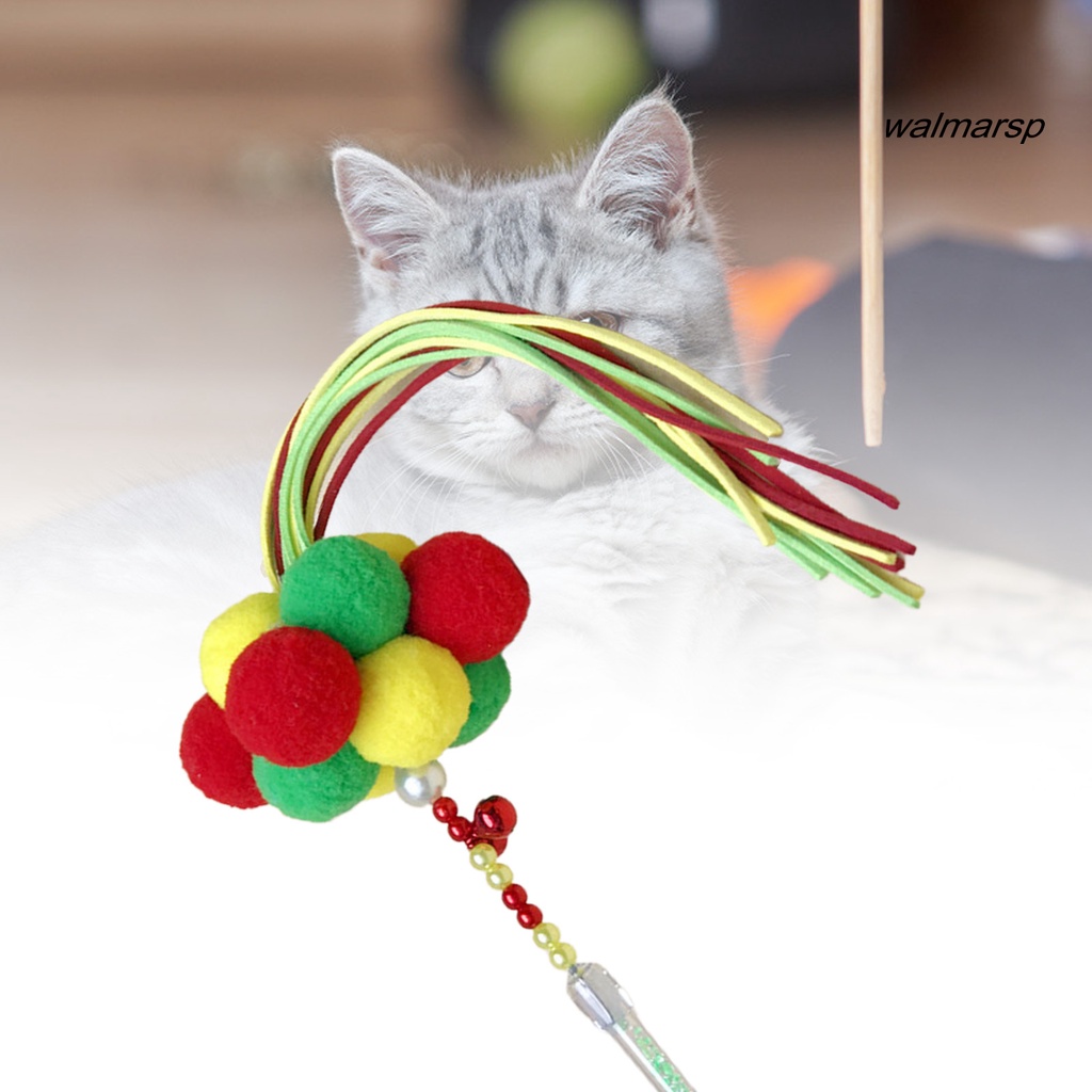 Gậy đồ chơi gắn tua rua và quả cầu lông xù dành cho mèo cưng