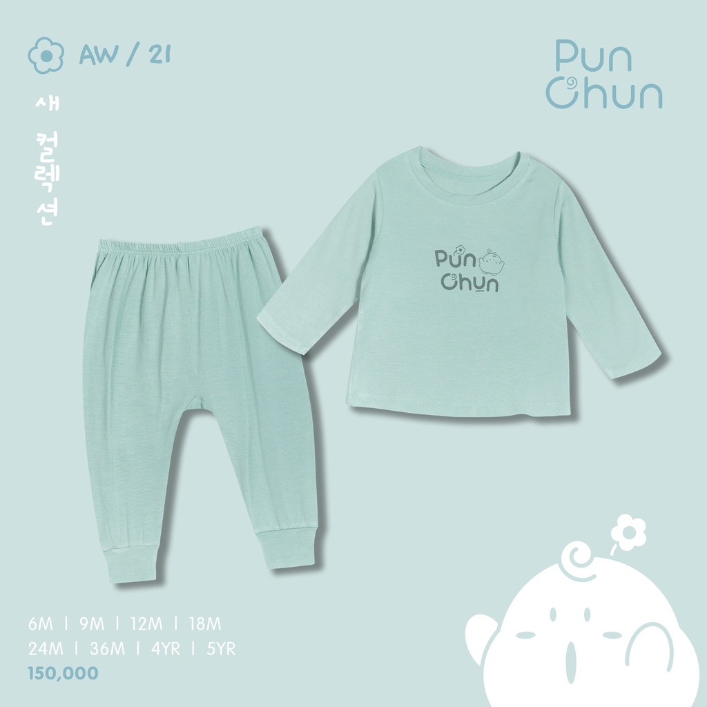 Bộ quần áo dài tay Punchun xanh lá