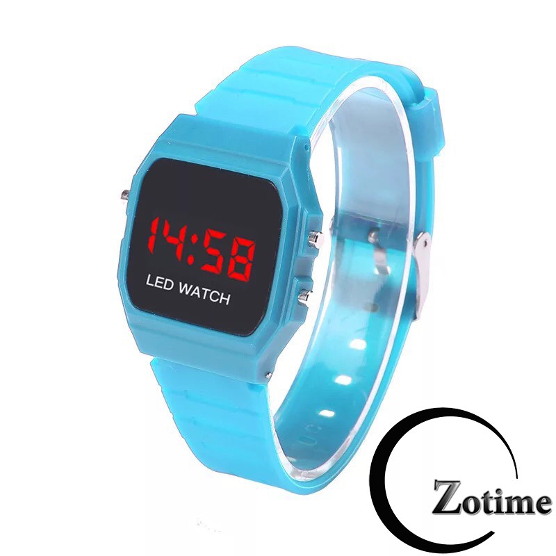 Đồng hồ nam nữ điện tử Led dây nhựa nhiều màu ZO90