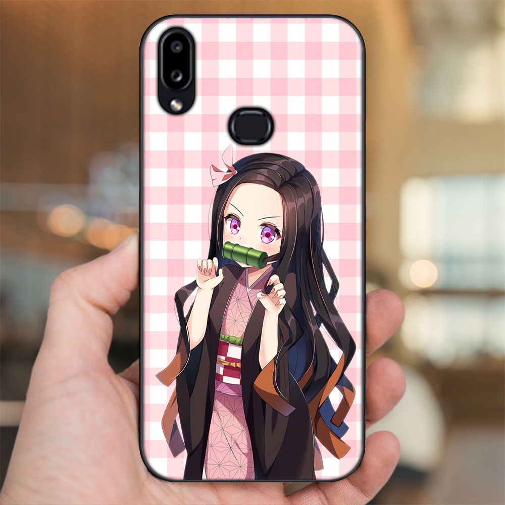 Ốp lưng Samsung A10S viền đen in hình Nezuko Kimetsu no Yaiba