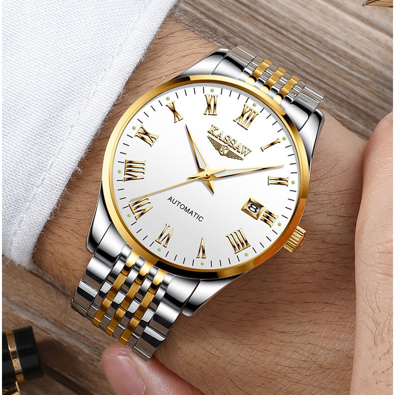 Đồng hồ nam chính hãng KASSAW K875-1 Kính sapphire ,chống xước,Chống nước ,BH 24 tháng,Máy cơ (Automatic) ,dây kim loại