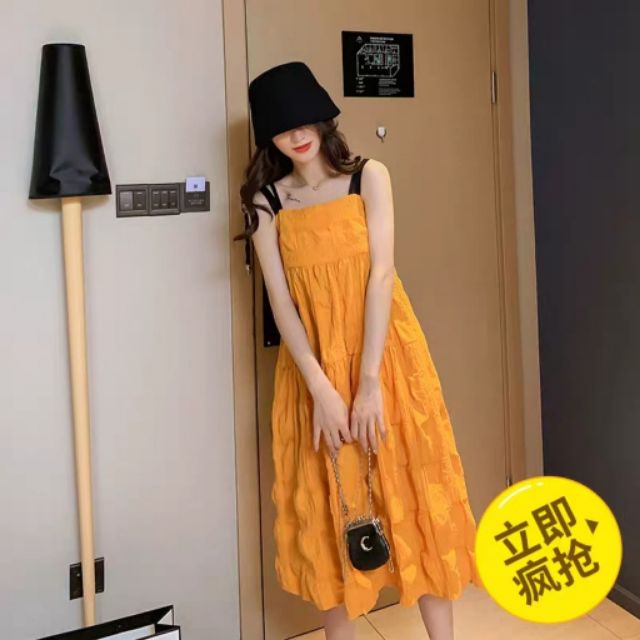 Đầm bầu 2 dây babydoll 100% cotton  có khóa cho con ti phong cách trẻ trung hàng Quảng Châu cao cấp