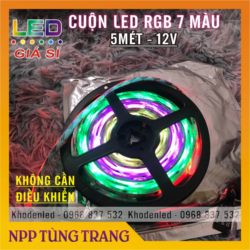 Dây đèn led đổi màu RGB 5m điều khiển bằng điện thoại nháy theo nhạc, cuộn đèn led Tiktok đổi màu 16 triệu màu