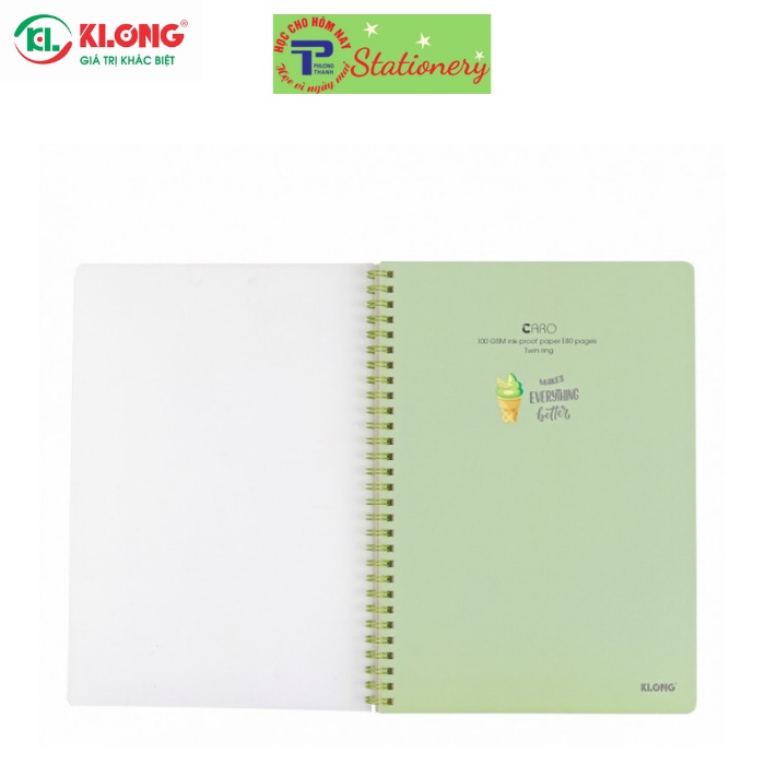 Vở lò xo kép Caro Klong B5 bìa nhựa - 80,120,200 trang; MS: 574,575,576