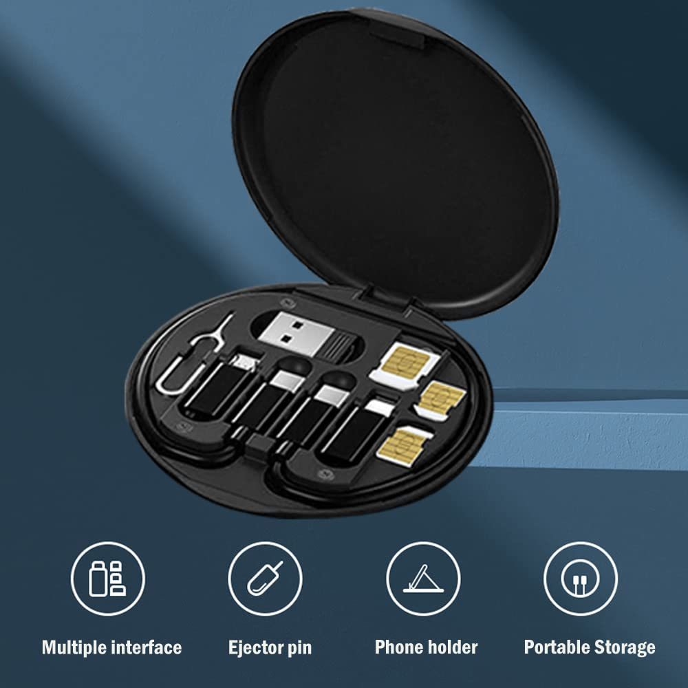Hộp Chuyển Đổi Cáp Sạc USB Type C Micro Nhiều Loại C Có Ngăn Đựng Thẻ Sim Điện Thoại