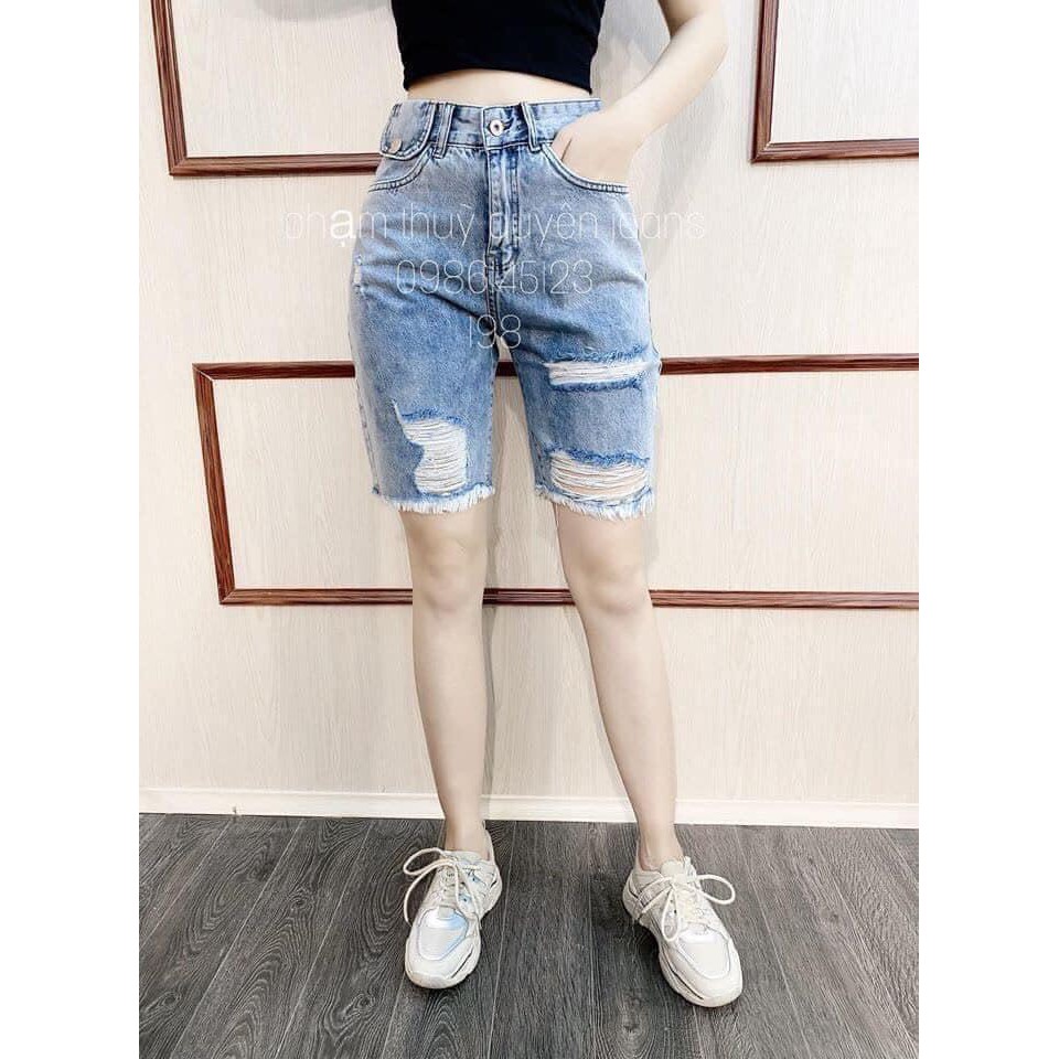 Quần jean ngố / lửng BIG SIZE lưng cao,túi nắp, phom RỘNG đẹp thời trang Molijean hot trend dành cho người béo 3519
