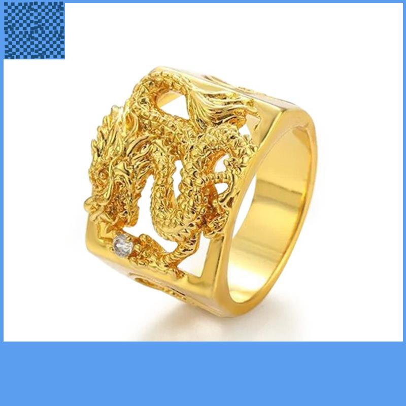 Nhẫn nam mạ vàng 18K chạm khắc hình rồng