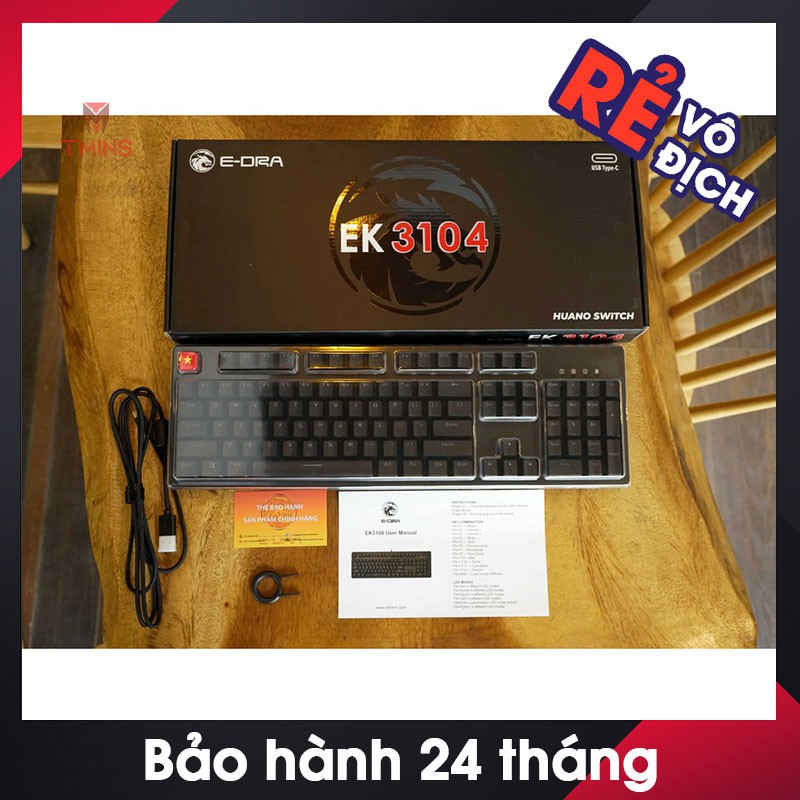 Bàn phím cơ E-Dra EK3104 Rainbow, EK3104 RGB (Huano Switch Bản 2021) - Bảo hành 24 tháng chính hãng