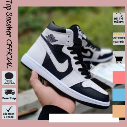 Giày Sneaker Jordan Cổ Cao 1 Mid Tuxedo Panda Trắng Đen, Giày Thể Thao Nam Nữ