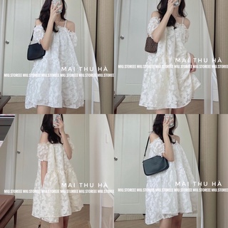 [ẢNH THẬT] VÁY HOA BABYDOLL TRỄ VAI HAI DÂY HÀNG HAI LỚP