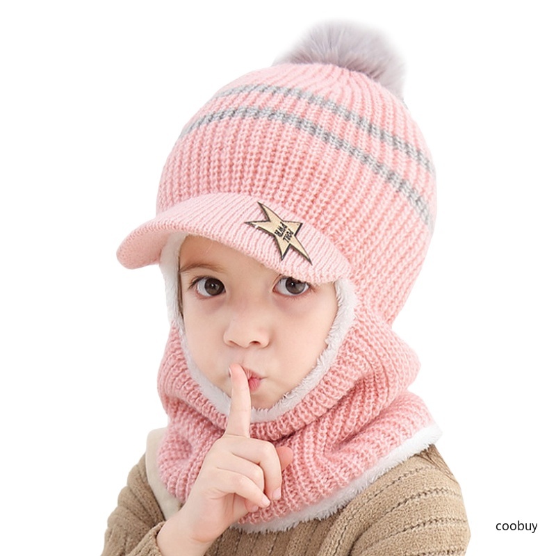 Mũ len trùm đầu giữ ấm bảo vệ cổ dành cho bé