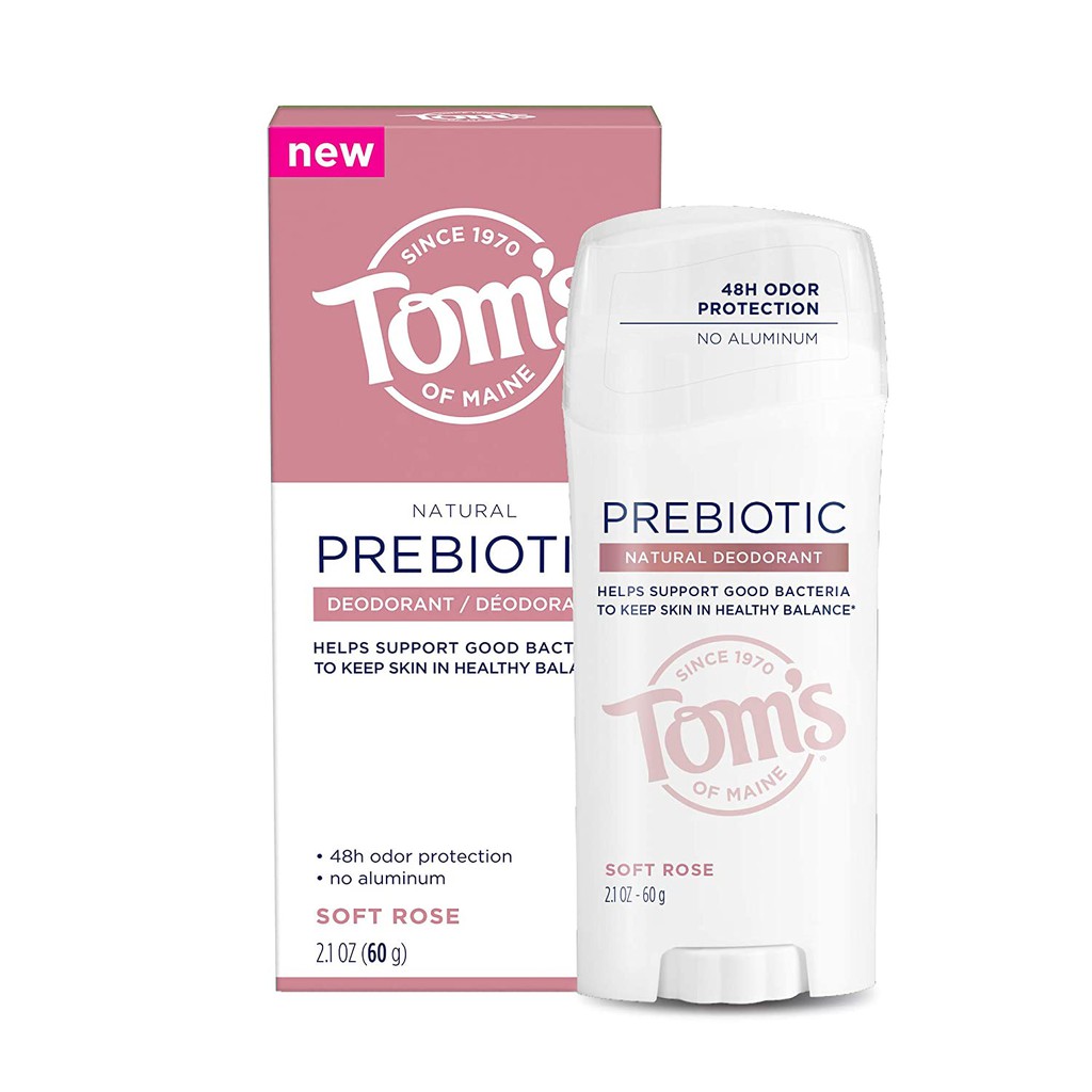 Lăn khử mùi thiên nhiên hương hoa hồng Tom's of Maine Prebiotic Aluminum-Free Natural Deodorant Soft Rose 60g (Mỹ)