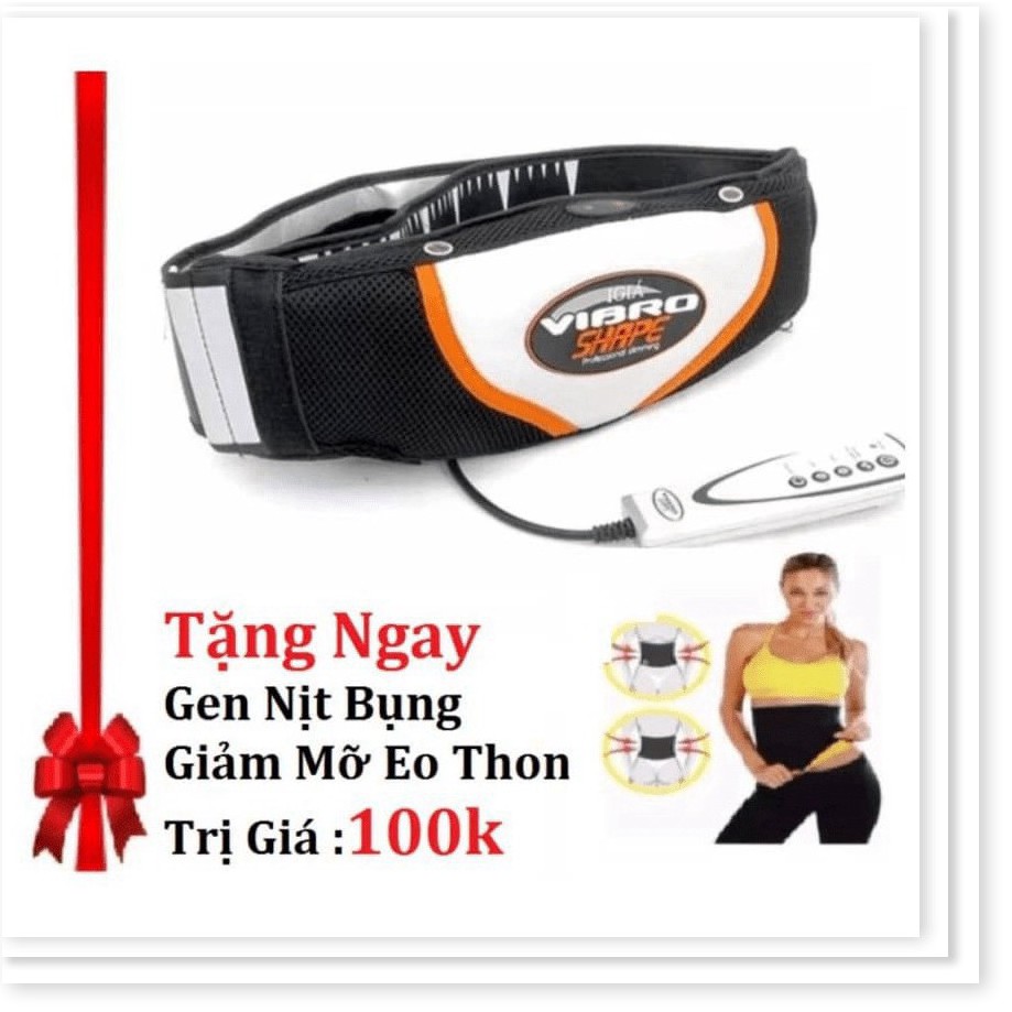 Đai massage giảm mỡ bụng nóng & rung Vibro Shape (Đen) + Tặng gen nịt bung