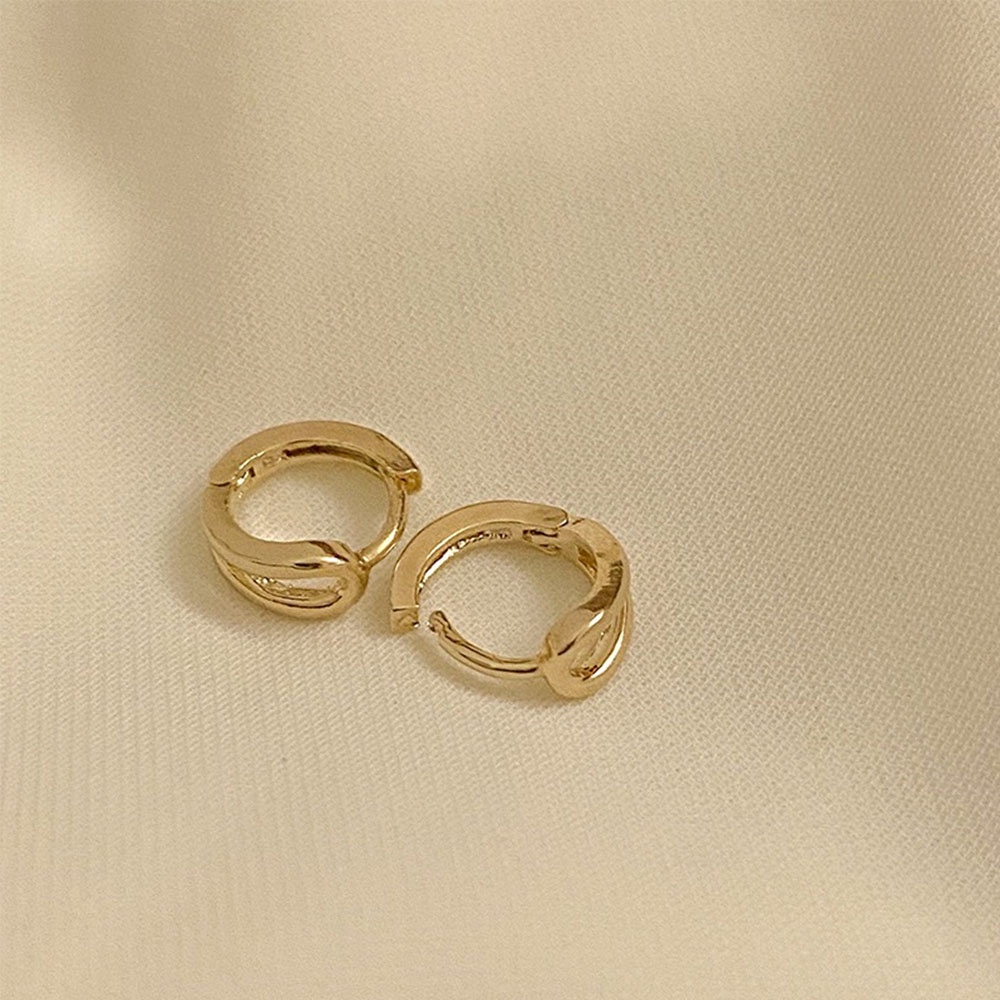 Bông tai hình tròn bằng kim loại thiết kế đơn giản thời trang cho nữ