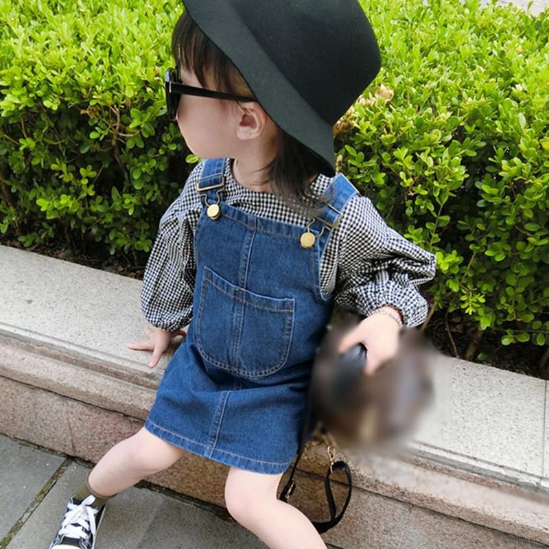 Chân váy yếm denim thời trang dành cho bé gái