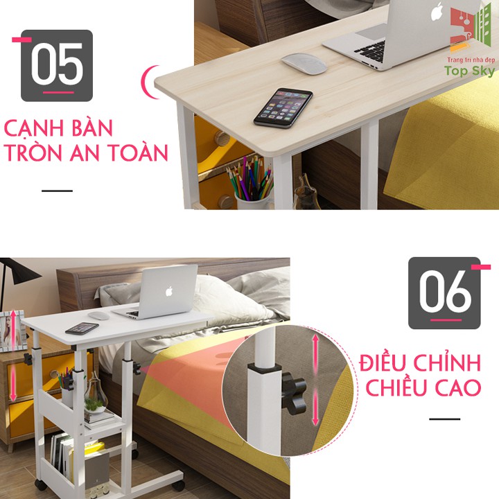 Bàn học sinh có bánh xe,Bàn làm việc ngồi ghế có bánh xe.KT: 80x40x68-85cm