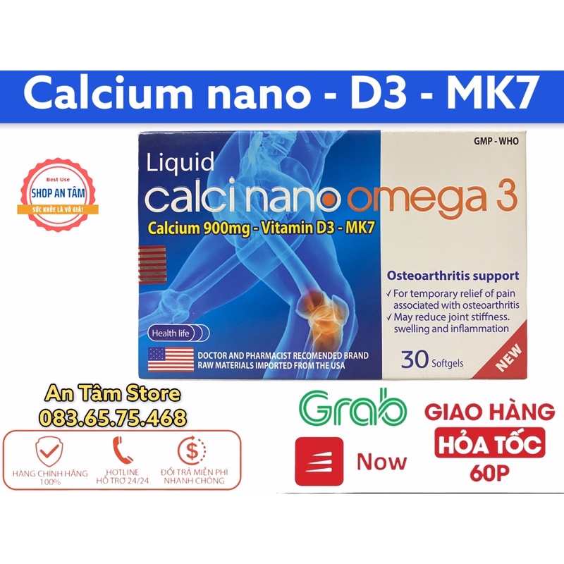 Viên uống Liquid Calci nano omega 3 hỗ trợ phòng ngừa loãng sương, phát triền chiều cao