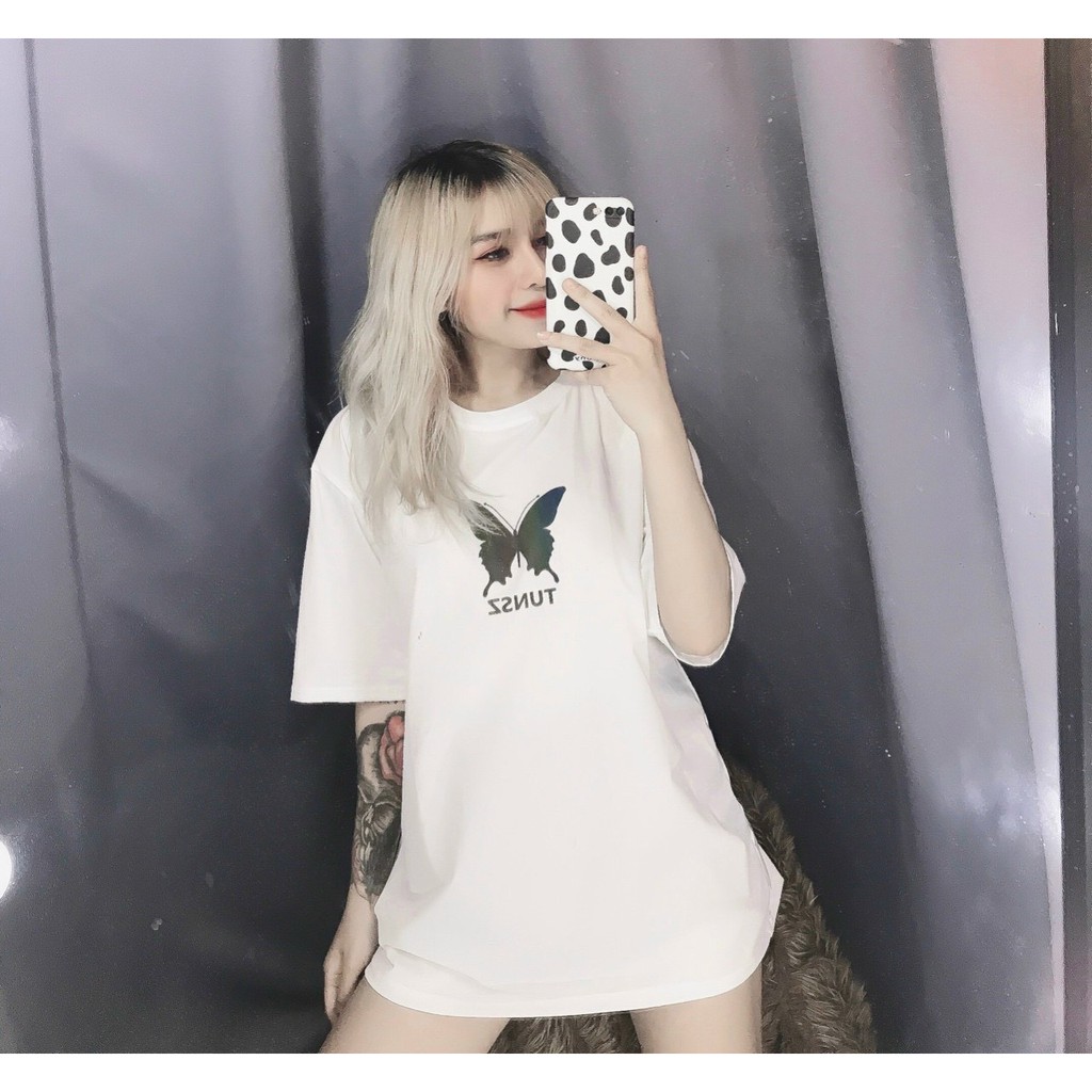 áo thun form rộng in hình phản quang ảnh thật hot đủ màu