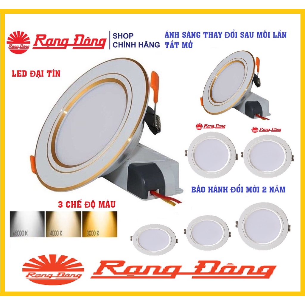 Đèn LED Âm trần Downlight Đổi màu 3 chế độ Rạng Đông 7W / 9W / 12W AT10 ĐM