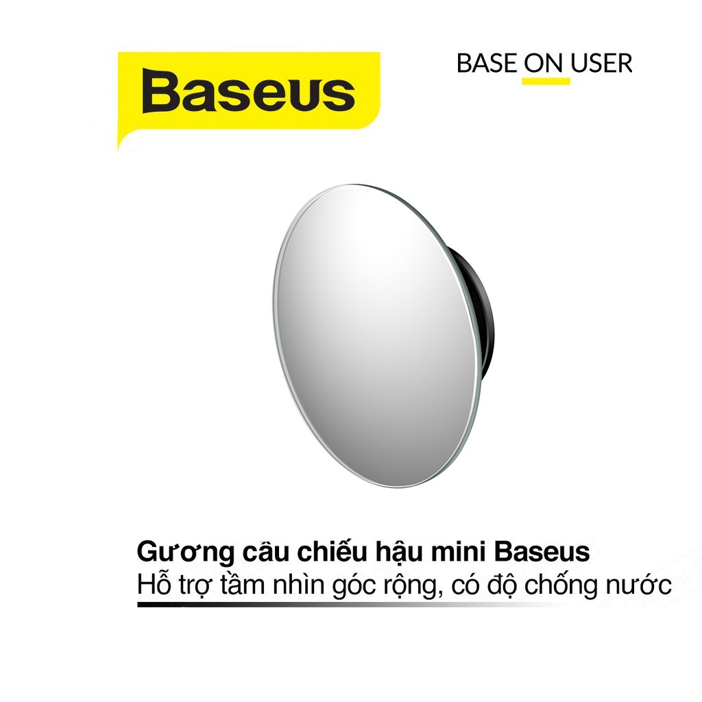 Gương chiếu hậu mini Baseus Full-vision Blind sport bề mặt gương lồi tầm nhìn góc rộng xoay 360 độ cho xe hơi