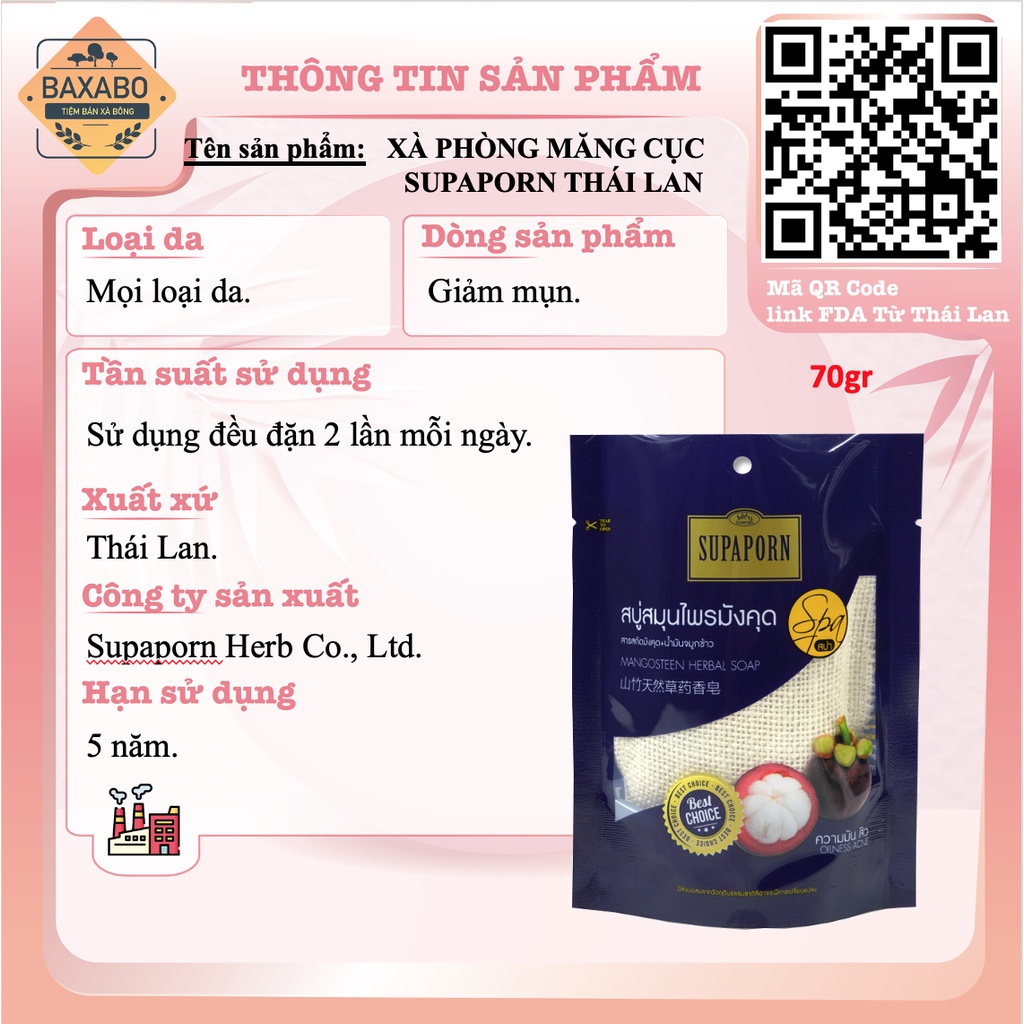 XÀ PHÒNG MĂNG CỤC THẢO DƯỢC SUPAPORN NỘI ĐỊA THÁI LAN - XÀ PHÒNG KIỂM SOÁT NHỜN HIỆU QUẢ SUPAPORN THÁI LAN - HÀNG CHÍNH
