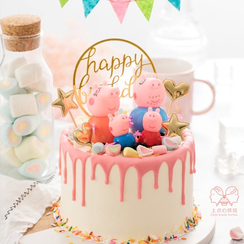 Set 4 Phụ Kiện Trang Trí Bánh Kem Hình Chú Heo Dễ Thương