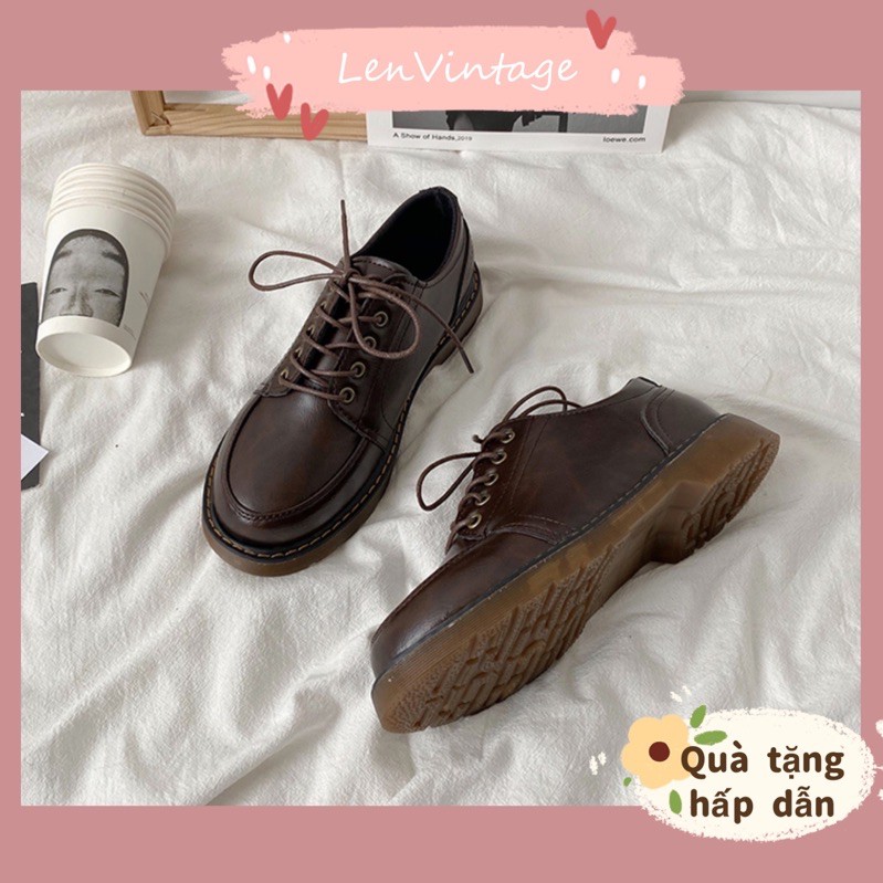 🌿Giày Retro kiểu Anh classic cô gái Morigirl đế bằng retro oxford da pu harajuku lenvintage 🌿