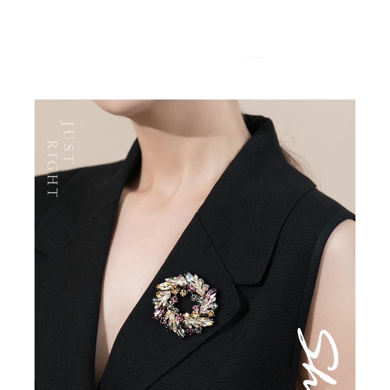Ghim Cài Áo Hình Hoa Đính Đá Pha Lê Nhân Tạo Phong Cách Thanh Lịch Thời Trang