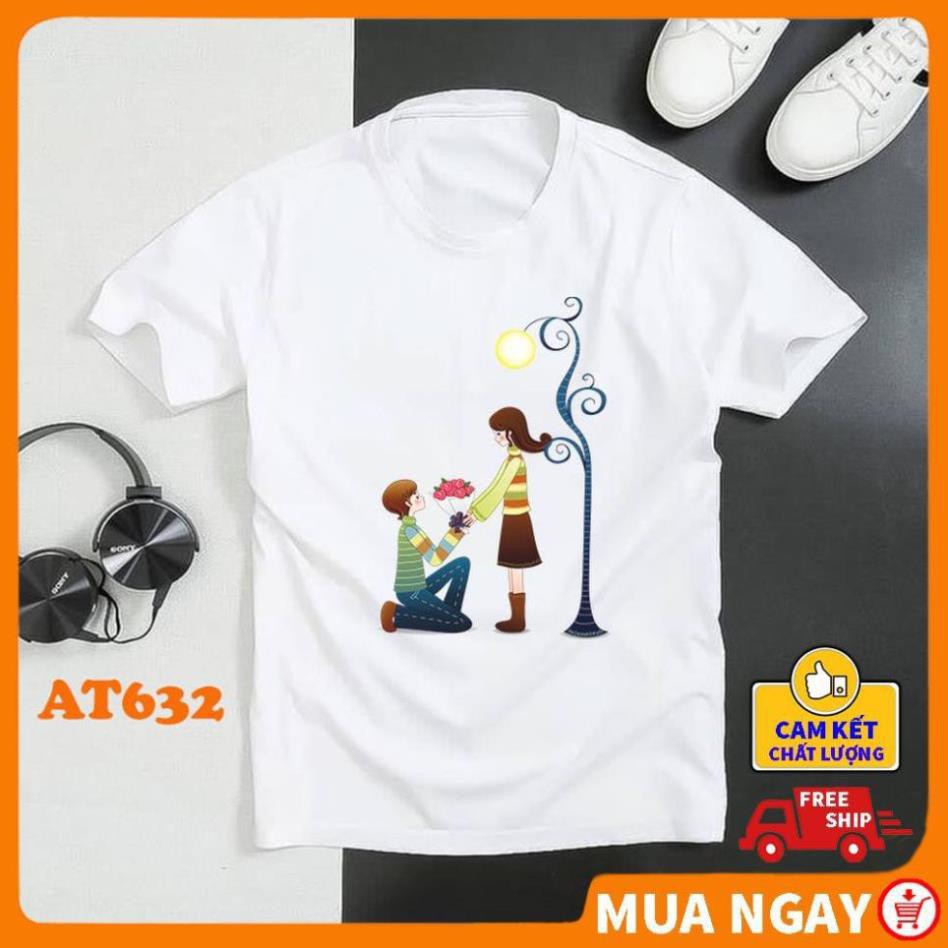 Áo đôi rẻ đẹp vải thun mềm mịn thoáng mát hình in sắc nét không phai
