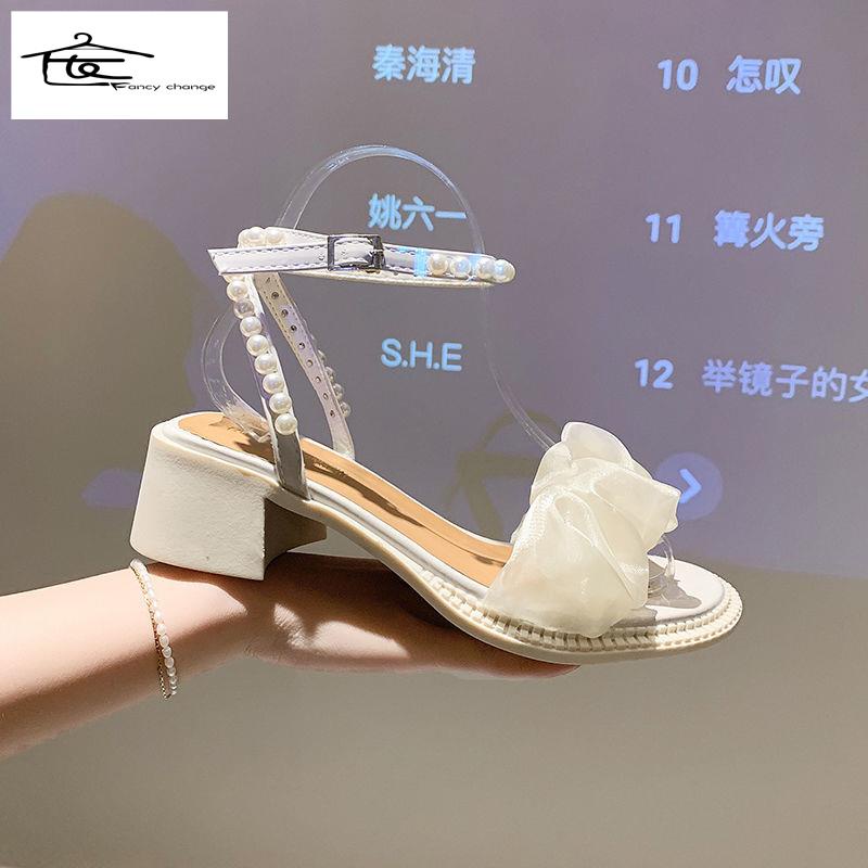 Bán Chạy ~ Giày Sandal Gót Vừa Dày Thời Trang Mùa Hè Nhẹ Nhàng Dễ Phối Đồ Cho Nữ