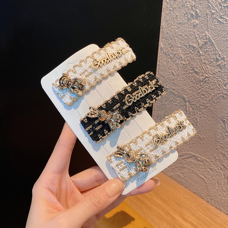 Kẹp Tóc Vải Hình Gấu Dễ Thương Phong Cách Retro