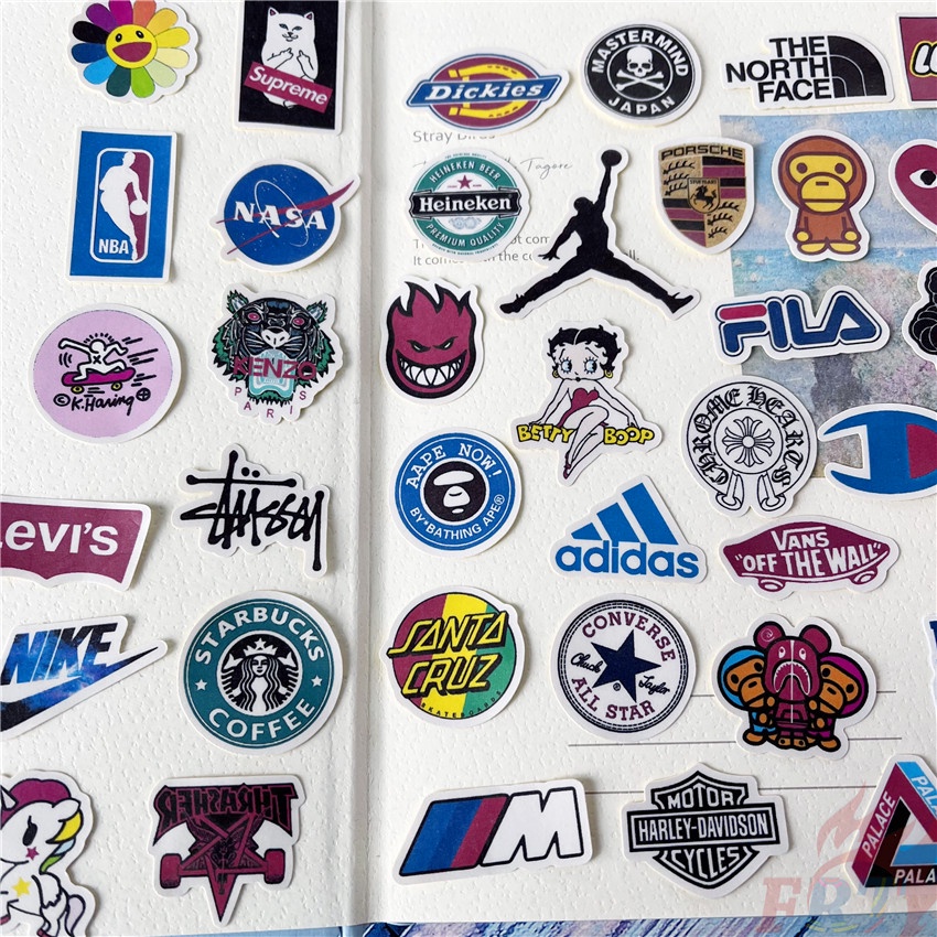 ★★★ Miếng Dán Thủ Công Hình Logo Mini Thời Trang ★★★ Set 40 Sticker Dán Trang Trí Thời Trang