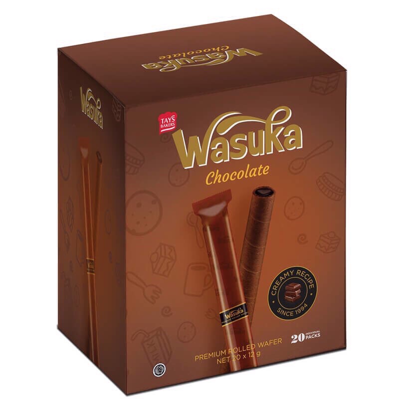 BÁNH ỐNG QUẾ WASUKA VỊ SOCOLA HỘP 20 CÂY