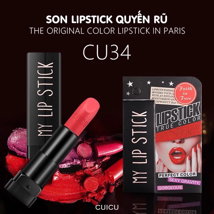 Son CUICU Lipstick quyến rũ (CU34) ( date ngắn - 11 màu)