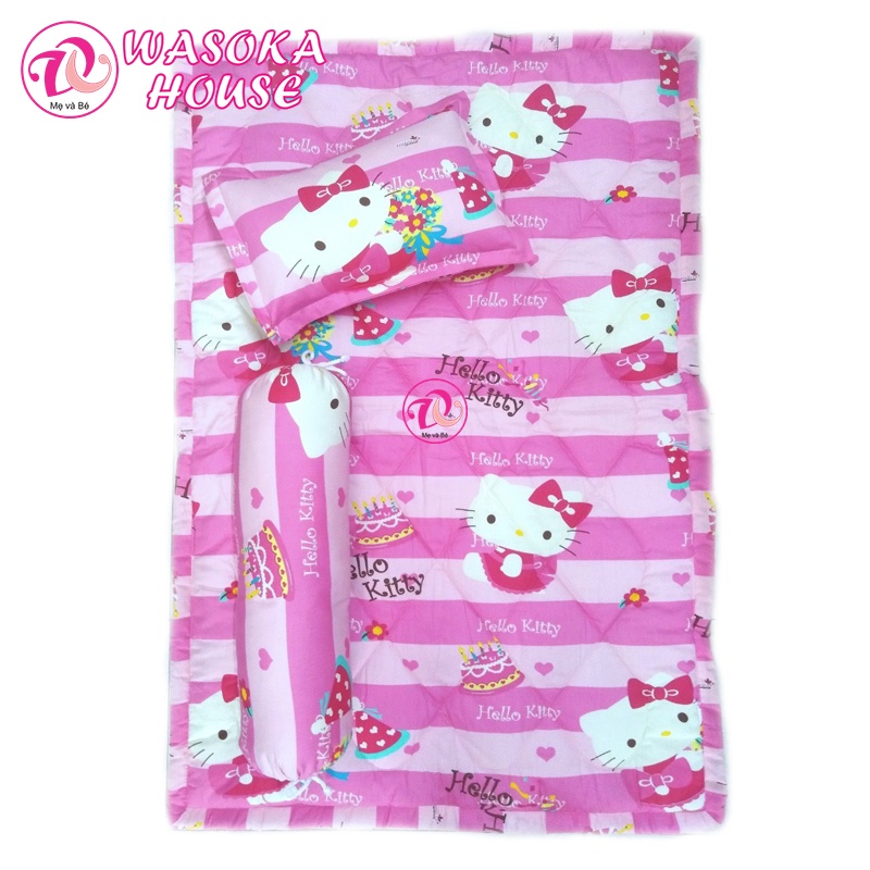 Bộ gối nệm cho bé đi học mầm non 80x120cm, [Tặng kèm túi]vải Thắng Lợi mềm mát, nhiều họa tiết gần gũi thân thiện với bé