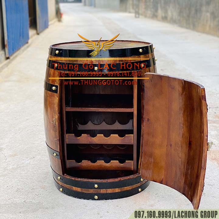 TỦ RƯỢU THÙNG GỖ SỒI TRANG TRÍ