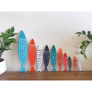 Cá gỗ Decor, cá gỗ vẽ trang trí, Combo 10 cá