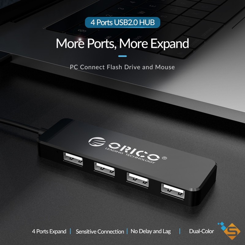 Bộ Chia Cổng USB 2.0 ORICO 4 Port - Hub USB ORICO 4 Cổng FL01-BK-BP - Bảo Hành Chính Hãng 12 Tháng