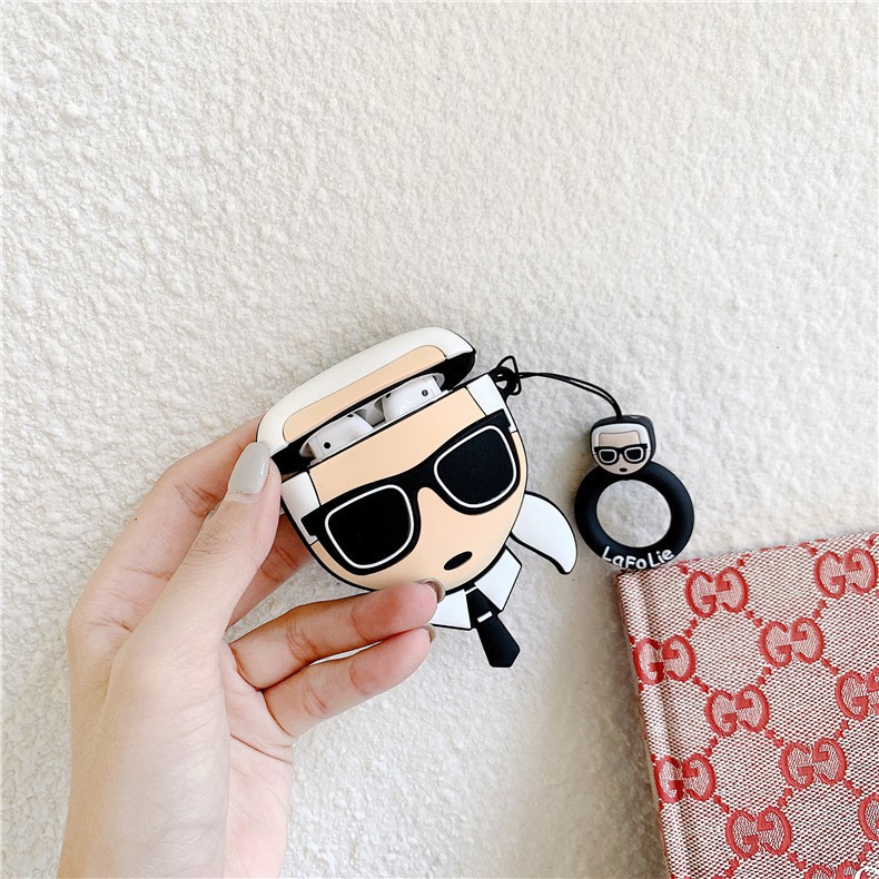 Vỏ silicon hình hoạt hình Lafayette Karl Lagerfeld lafolie sáng tạo cho hộp đựng tai nghe Airpods 1/2