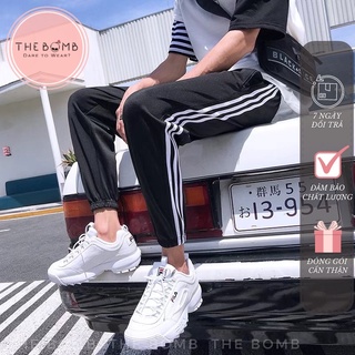 Quần jogger nỉ bo gấu nữ - quần dài 3 sọc