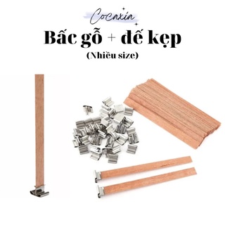 01 cái bấc nến gỗ bấc gỗ kèm đế kẹp nguyên liệu làm nến thơm cocaxia