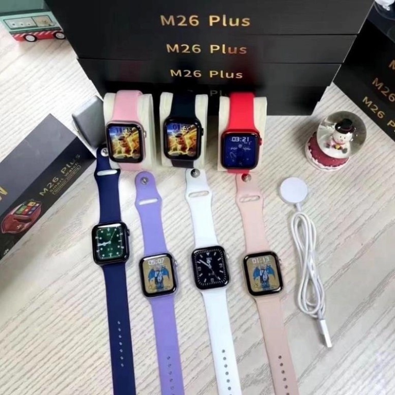 Đồng Hồ Thông Minh M26 Plus, Màn Hình Tràn Viền Rentina Cân Đối,Núm Xoay,Nút Nguồn Hoạt Động,Full Thông Báo